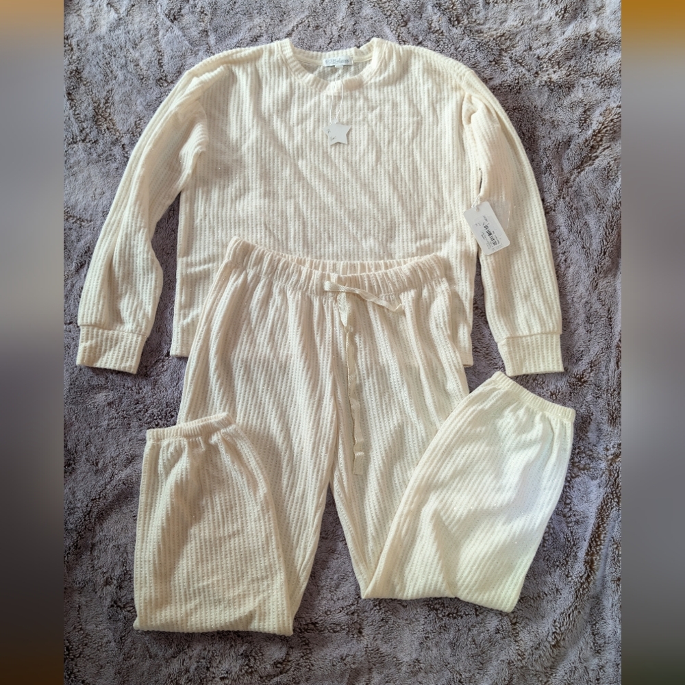 PJ Salvage Ivory Ribbed Knit Set